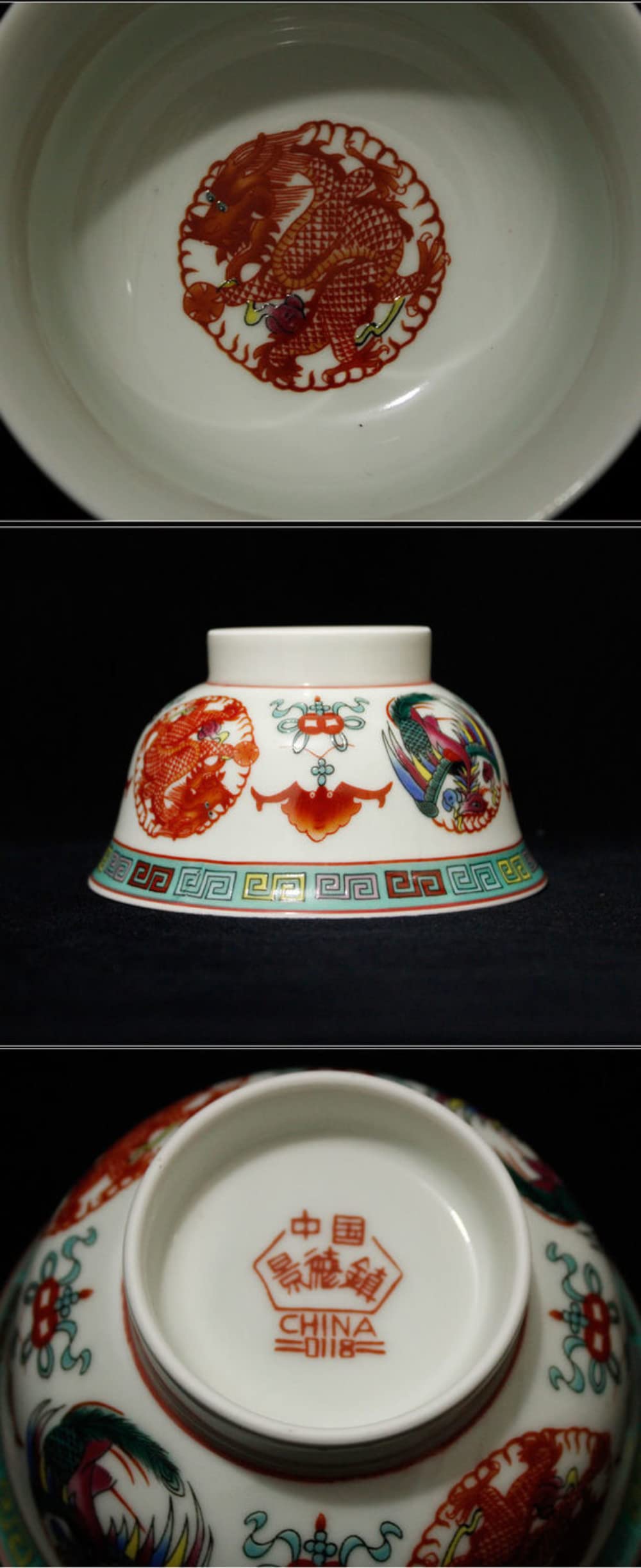 miska do zupy, 11 cm 4,3 cala Ceramiczny ręcznie malowany pastelowy etniczny granat