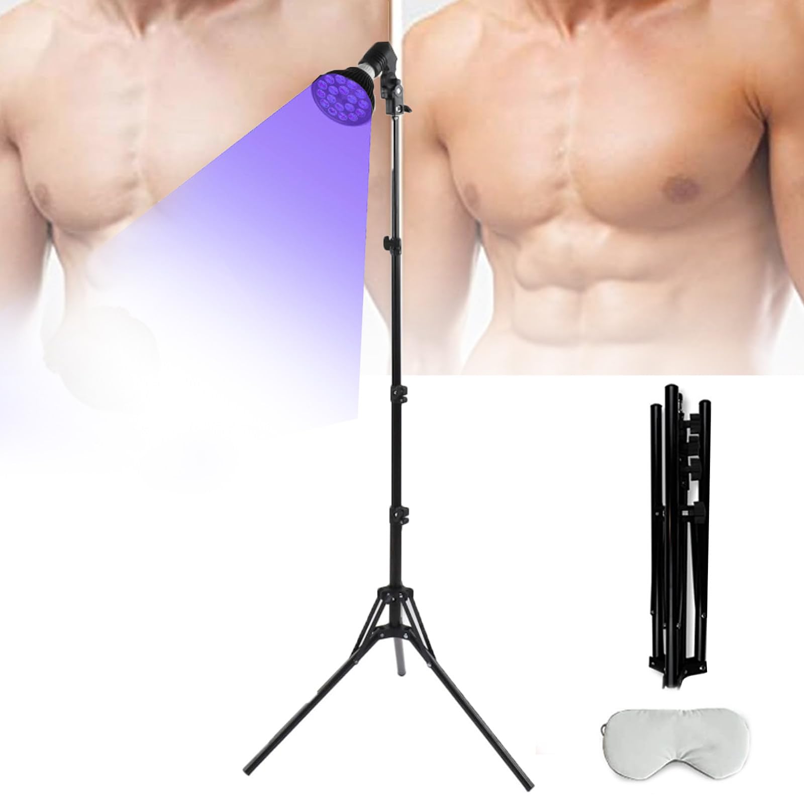 Lampa opalająca 54 W, światło opalające 395 nm, 18 szt. diod LED, przenośne lampy opalające do użytku domowego, urządzenie do opalania twarzy, samoopalacz do ochrony oczu, składana lampa podłogowa L