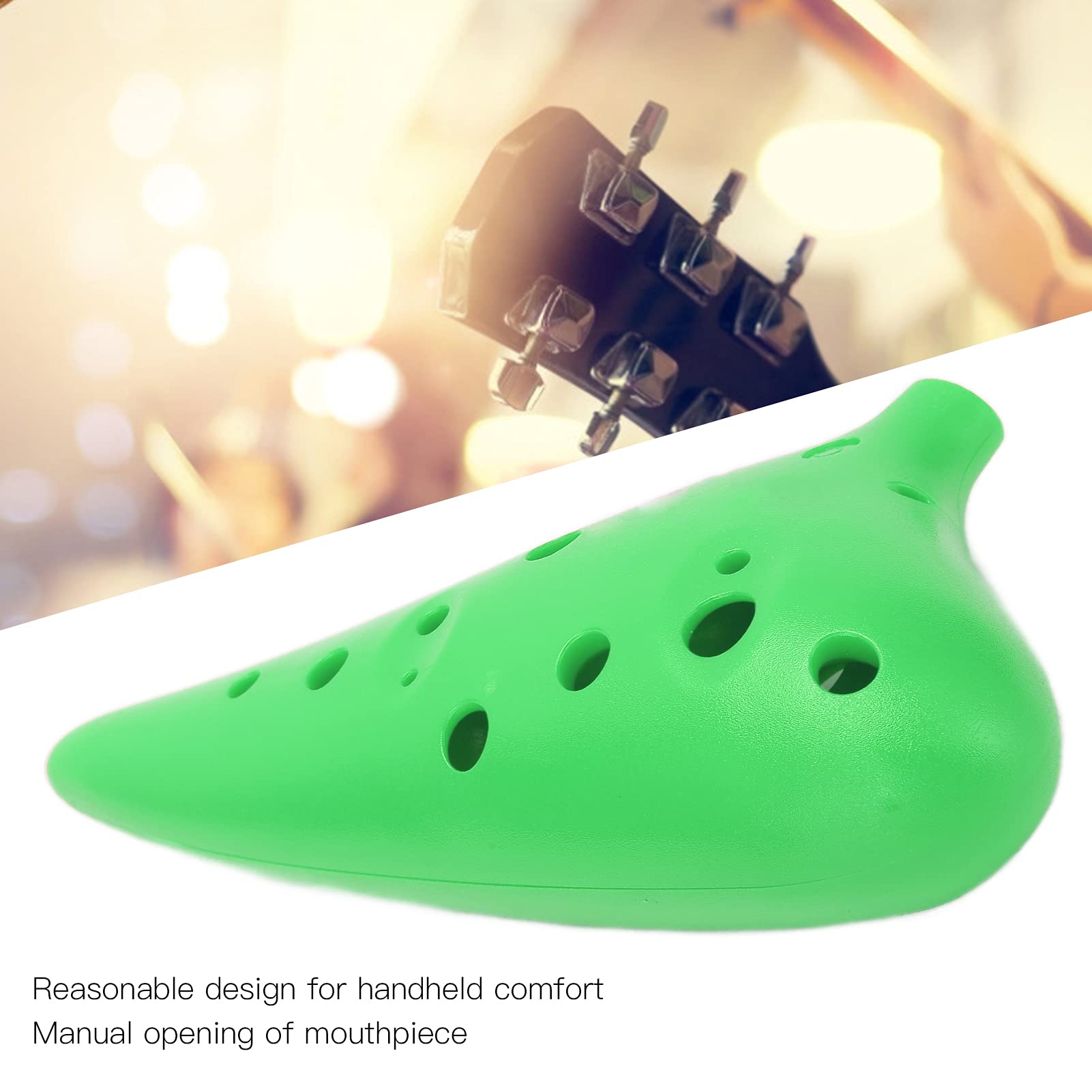 Ocarina ABS C Tune Instrument de Musique 12 Trous pour Adultes Enfants Apprenants Professionnels Confortable à Tenir et à Jouer Instrument de Musique Idée (vert)