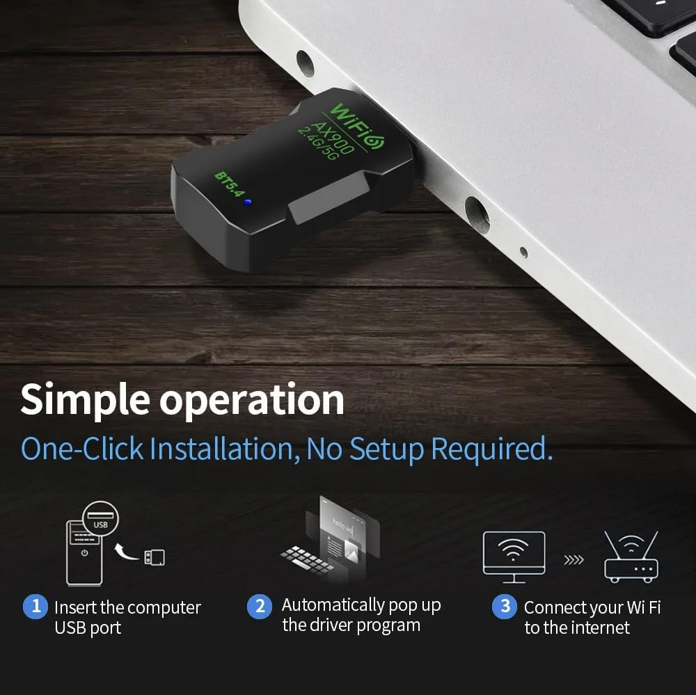 Adapter WiFi 6 900 Mbps, 2 w 1, USB Bluetooth 5.4, karta sieciowa 2,4 G, 5G, bezprzewodowy odbiornik USB, bezpłatny sterownik do komputera