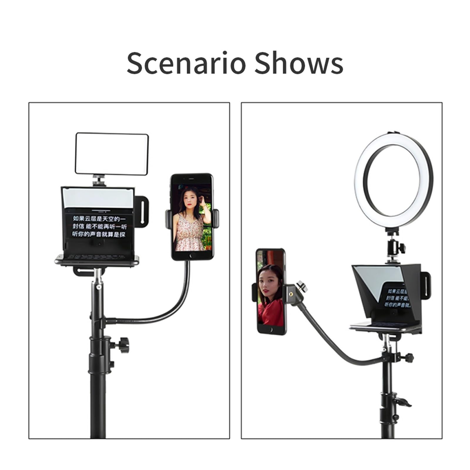 Teleprompter, Tragbarer Teleprompter for Smartphone-DSLR-Aufzeichnung von Live-Übertragungen, Inscriber-Teleprompter-Artefaktvideo mit Fernbedienung, Online-Lehre Live-Streaming(Kit 5)