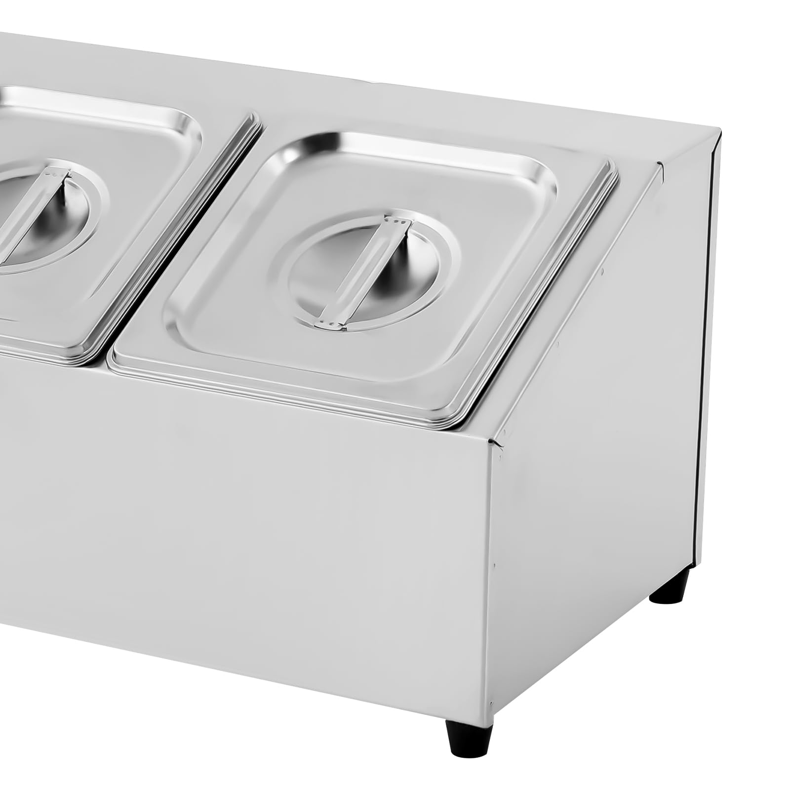 Contenitore alimentare graduato in acciaio inox, 6 contenitori monopetto con bordi ad arco, lavabile in lavastoviglie per cucina e ristorazione