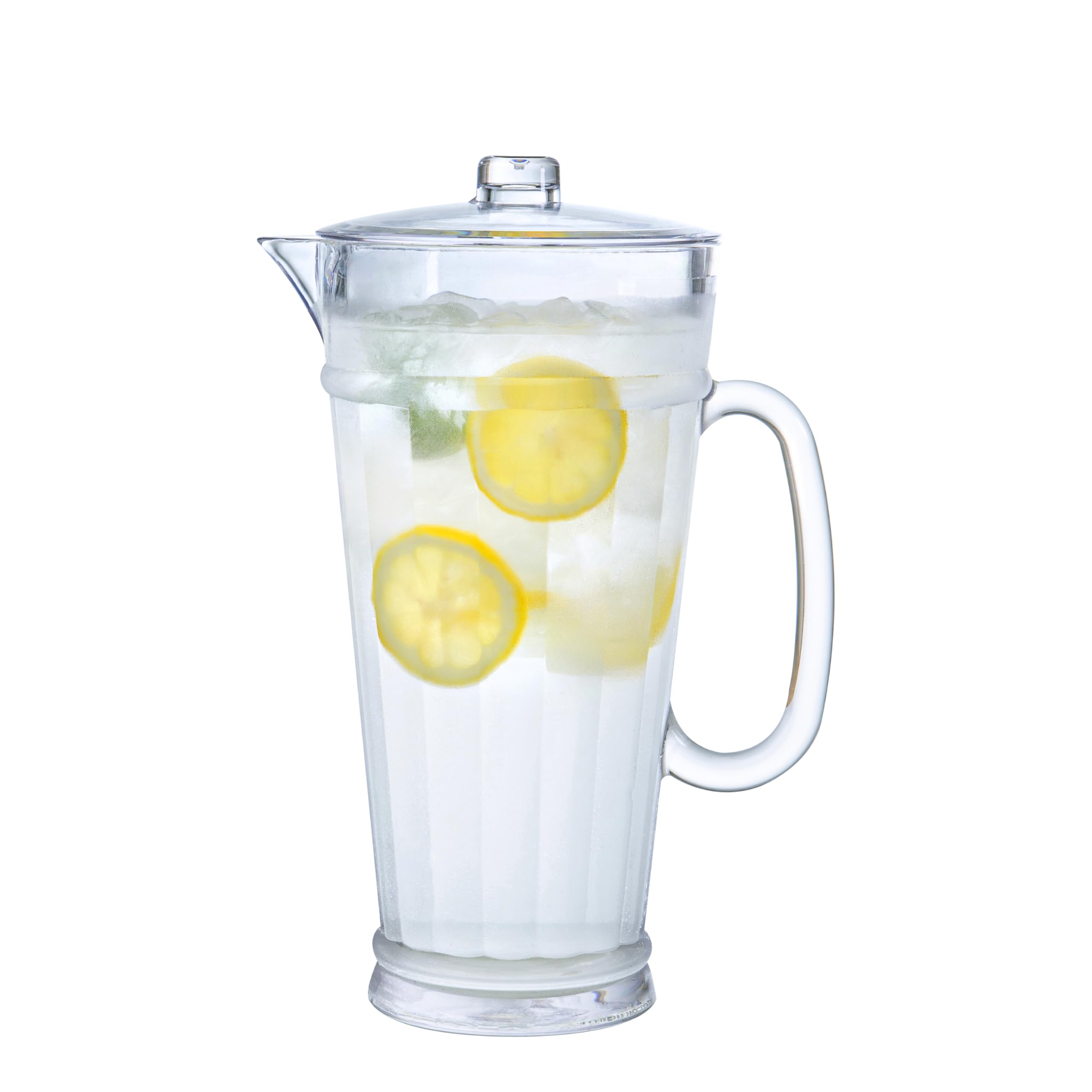 bzyoo Liberty Clear - Jarra de agua de 64 onzas (2 cuartos de galón) con tapa, a prueba de roturas, sin BPA, ideal para té helado, sangría, limonada, fiesta y hogar
