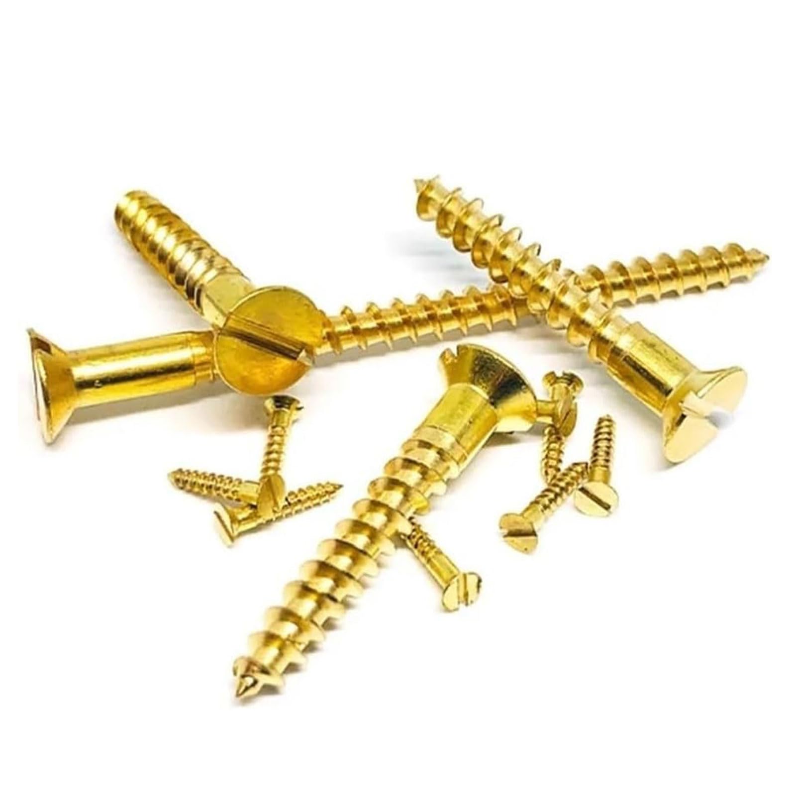 Tornillos de Auto-Tocado de Cabeza Plana M1.6-M6, Tornillos de Oro de Cobre Puro, Disco de Tornillo de Tornillo de Cabeza Plana