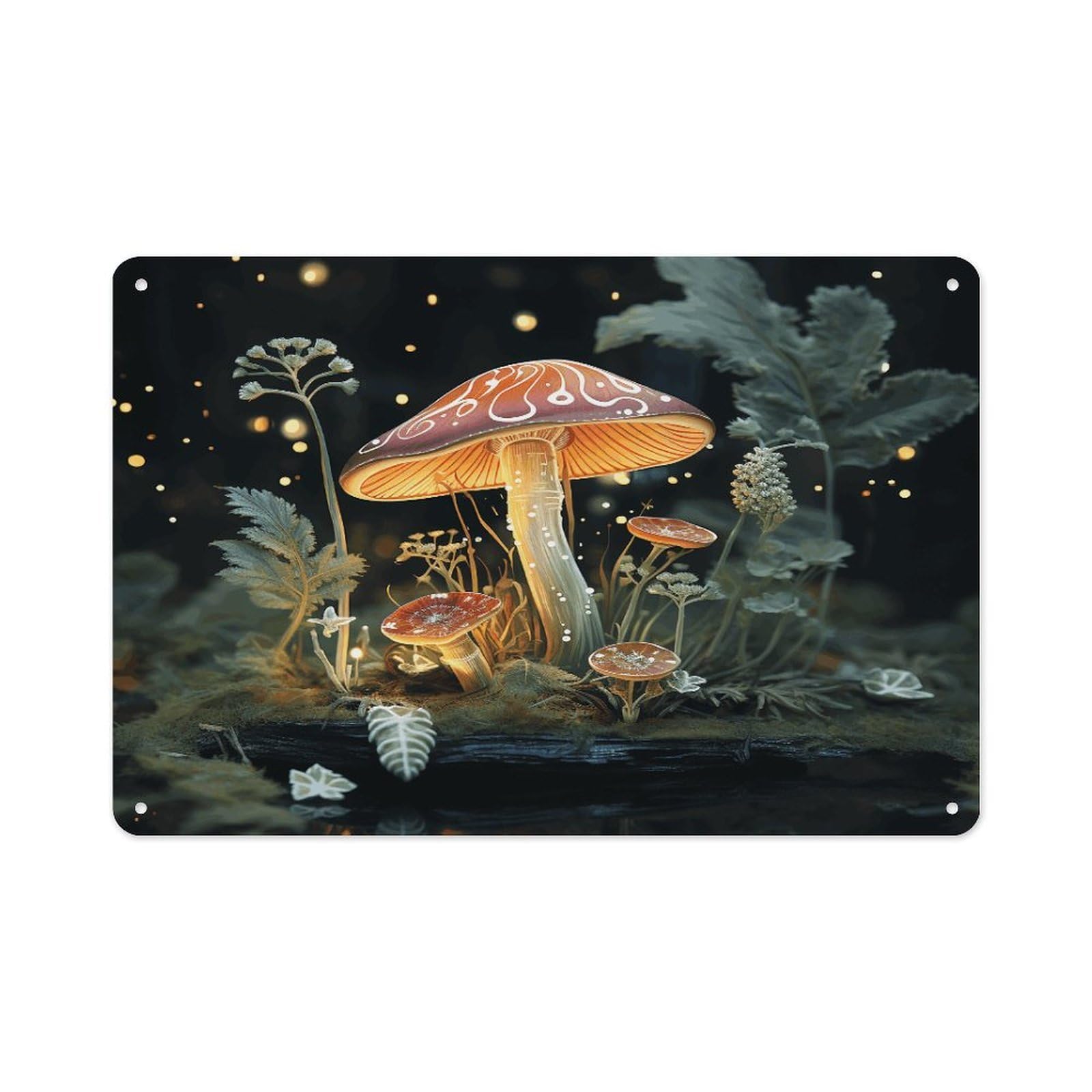 VstaDank Vintage Metal Sign Sublimation Aluminum Butterfly Mushroom Plaque Sign Weatherproof Art Decorative Wall Plate Boho Aluminum Wall Hanging Decor Retro Poster Plaque 8x12in