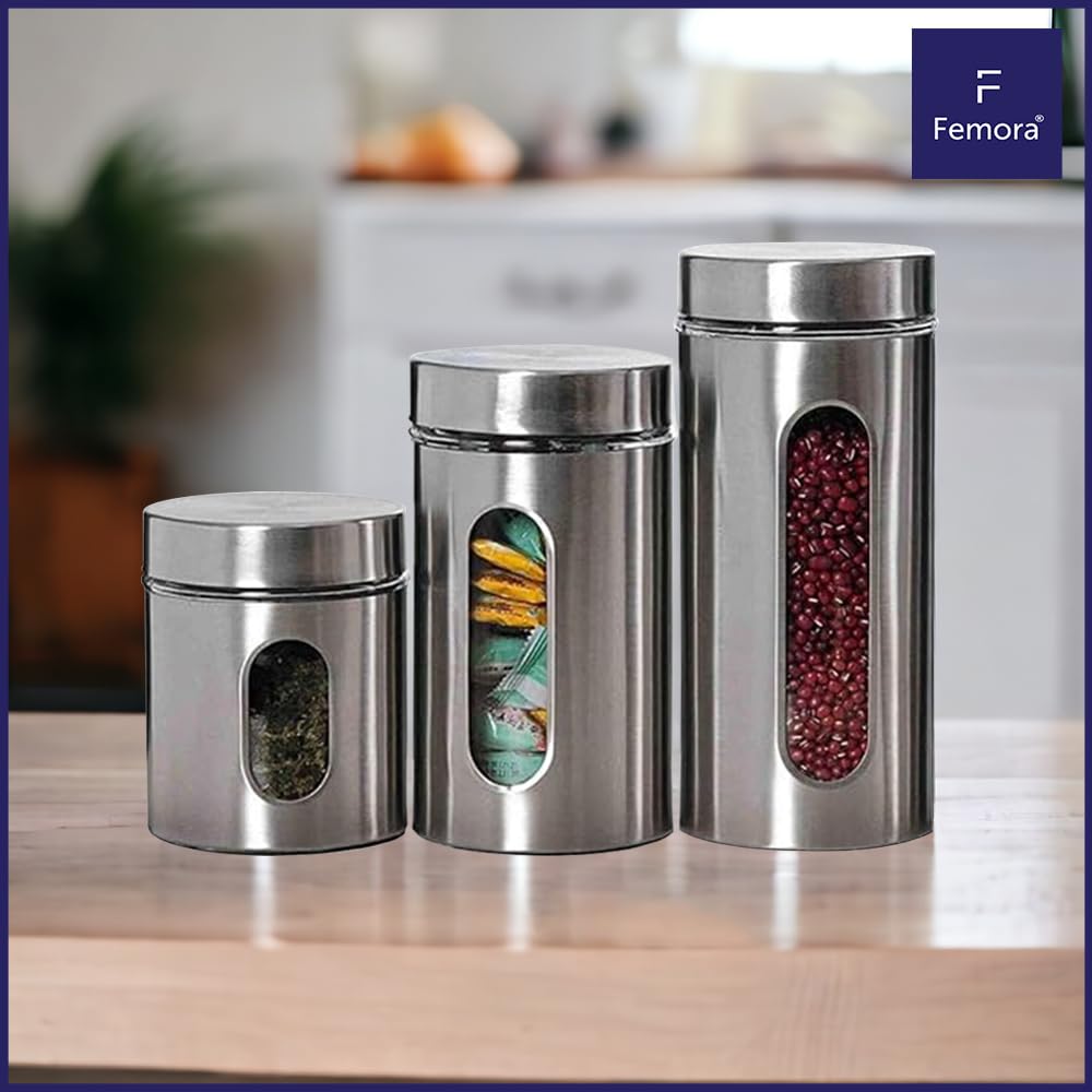 Femora Juego de 2 tarros de cristal con ventana de cristal, 700 ml, 2 unidades, repuesto de tapas