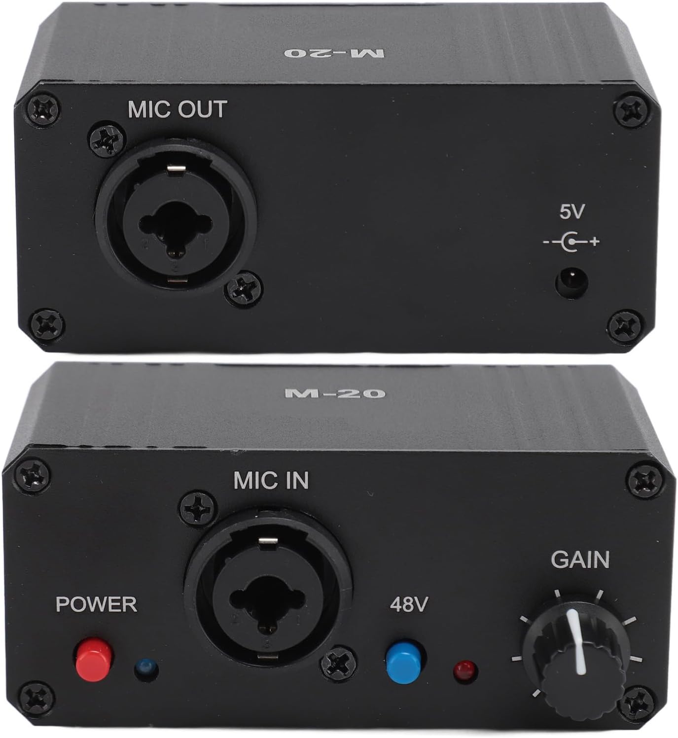 Dpofirs Mic Preamp, High Gain 48V Power XLR Output Mic Preamplifier, Microphone Preamp for Dynamic and Condenser Microphones Booster