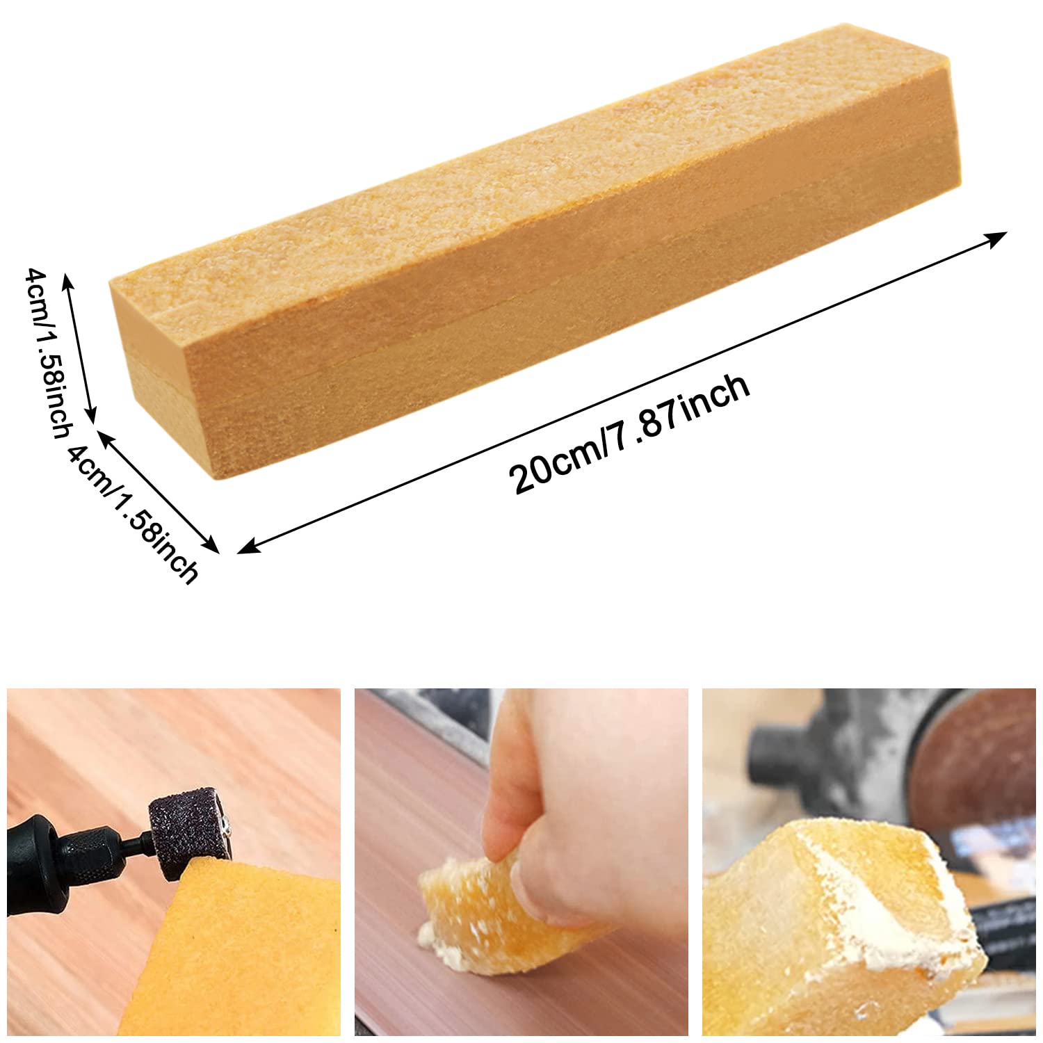 Papel de Lija Cleaning Block Borrador Limpiador - Prolonga La Vida útil de La Cinta de Lija - Bloque Para Bandas de Lija y Discos Abrasivos (20 × 4 × 4 cm)