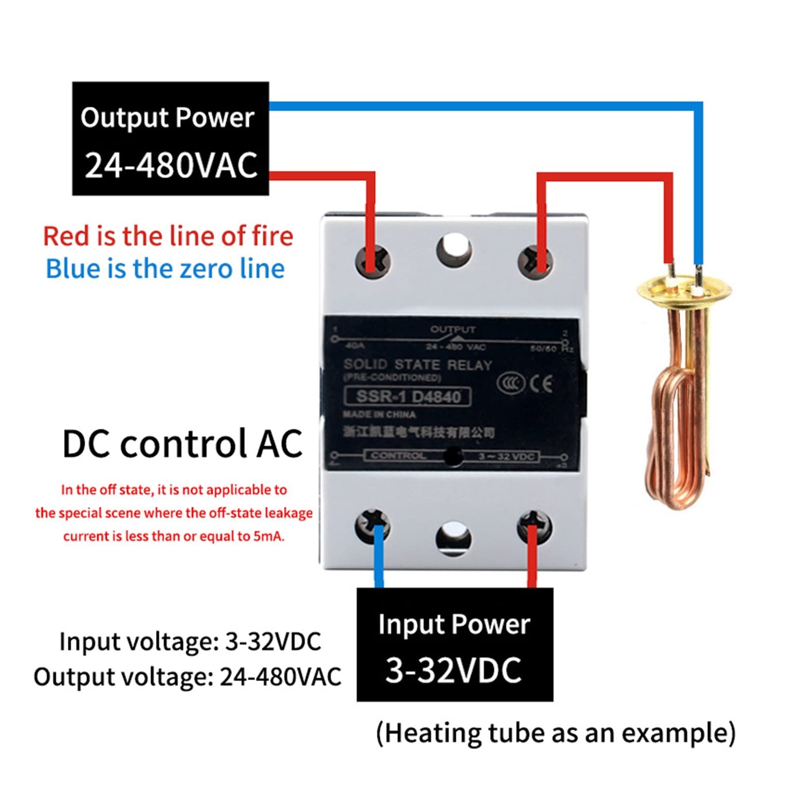 SSR DC TO AC relè a stato solido monofase 10A 25A 40A 60A 80A 100A 120A 200DD 240DD DC-DC industriale singolo SSR (Color : AA, Size : 100)