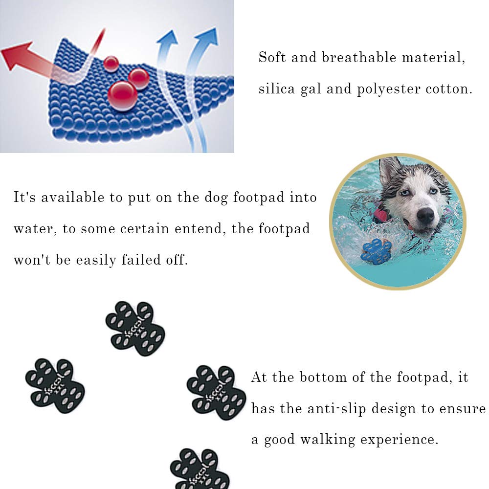 NA Lot de 8 patins adhésifs pour pattes de chien – Protection de pattes de chien pour animal de compagnie – Protection contre les blessures pour les activités de plein air