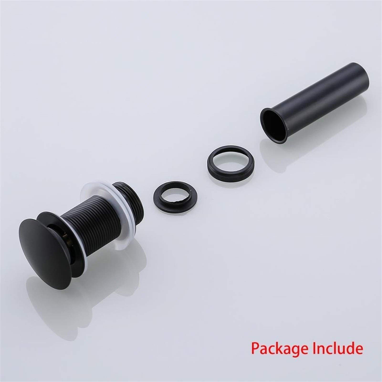 Desagüe emergente para Lavabo Trampa para Botellas de latón Negro Desagües de sifón para Lavabo de baño con Kit de Drenaje emergente Herrajes para desechos de Piedra (Color : Black, Size : W