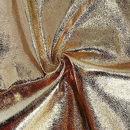 XHT 1YARD Holographic Rainbow Metallic Lustre Faux Leather Soft Fabric Sheet for Making Shoes/Bags/Belts/Crafts (Champagne Gold)