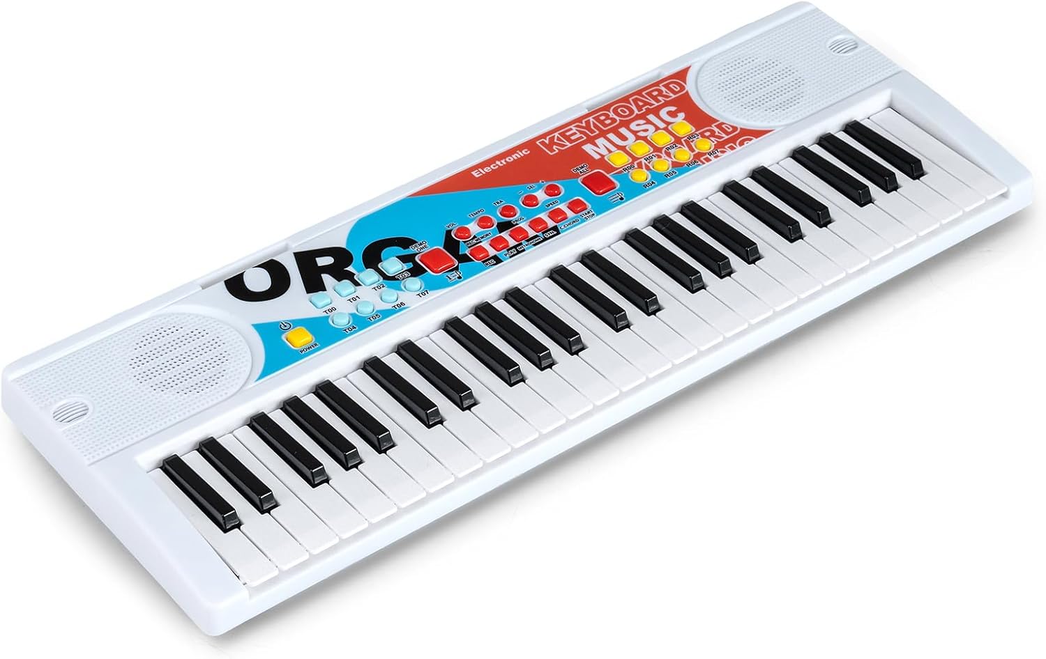 HONEY JOY 49 Keys Kids Keyboard Piano, Digital Piano for Kids Toddlers w/ Microphone, Early Learning Educational Musical Toy, Portable Electronic Keyboard for 3+ Years Old Boys Girls Beginners (White)