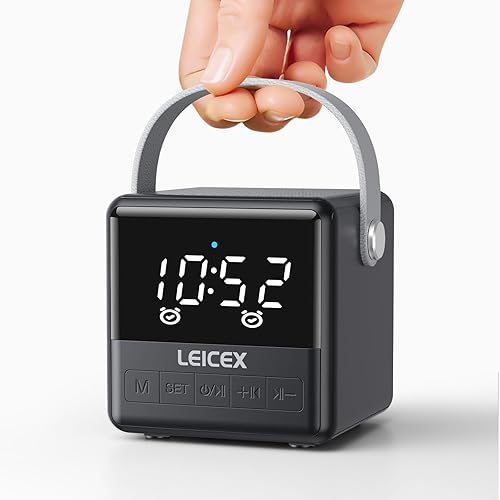 Altavoz Bluetooth portátil pequeño inalámbrico con sonido HD, reloj despertador, altavoz Bluetooth, pantalla digital, emparejamiento TWS, compatible