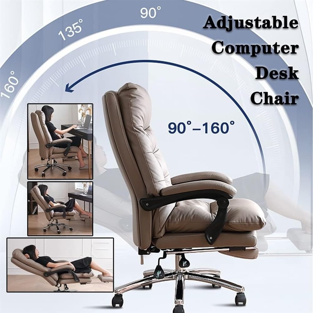 Sedia Ufficio Sedia da ufficio in pelle microfibra con schienale alto, poltrona direzionale ergonomica con supporto lombare e braccioli imbottiti, sedia girevole regolabile for ufficio domestico ( Col