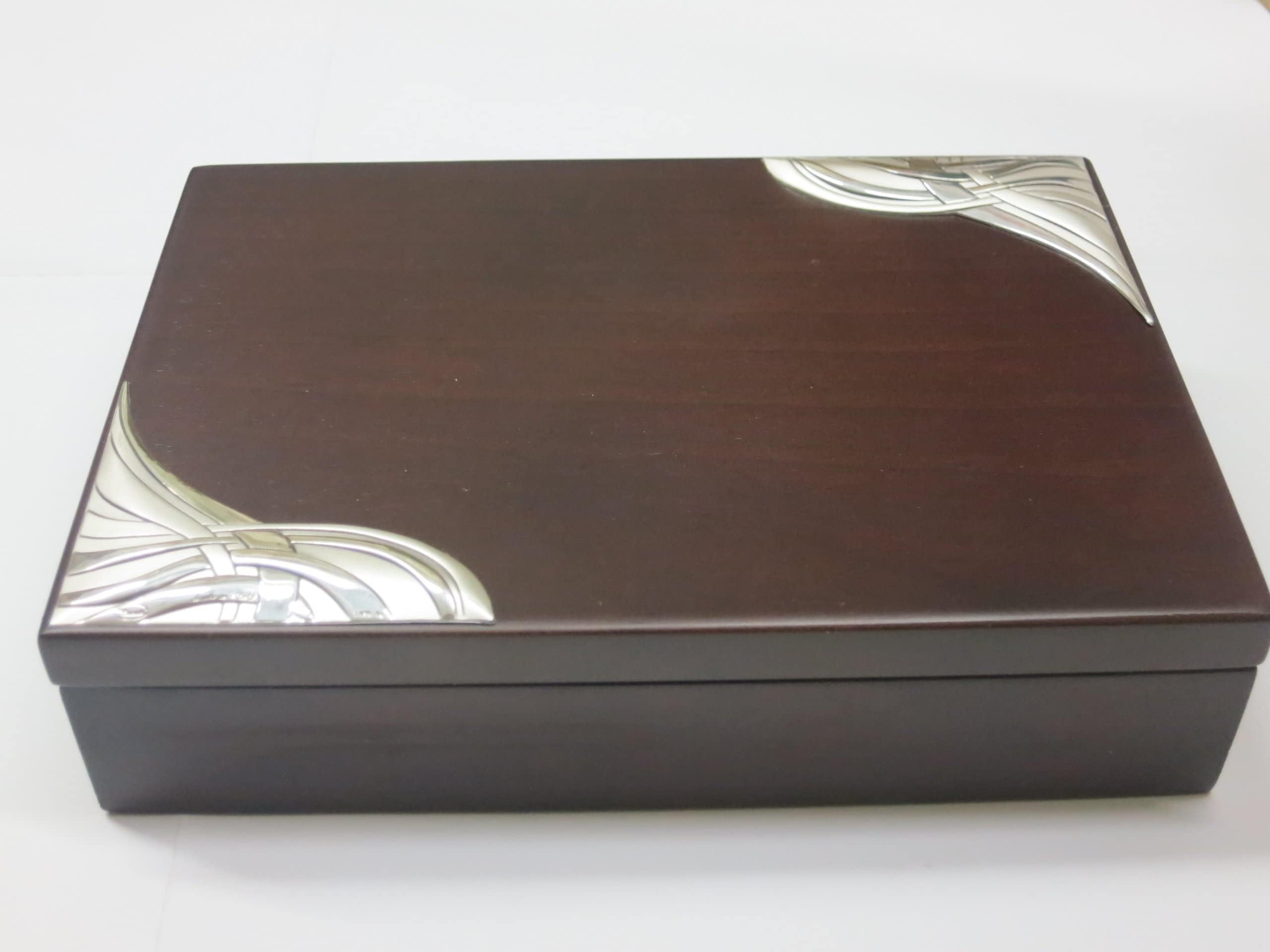 Mahogany and Silver Jewelry Box; Scented Elements Inside