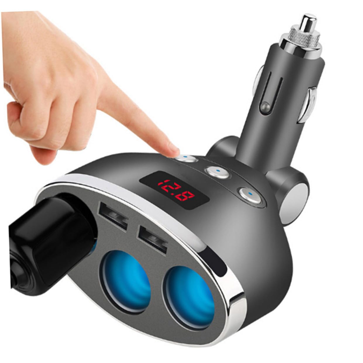 ULTECHNOVO 3piezas Cargador De Coche con Puertos Mechero y Doble USB Adaptador De Cargador para Dispositivos Móviles y De Encendido Apagado Pantalla Led De Voltaje Compatible Vehículos