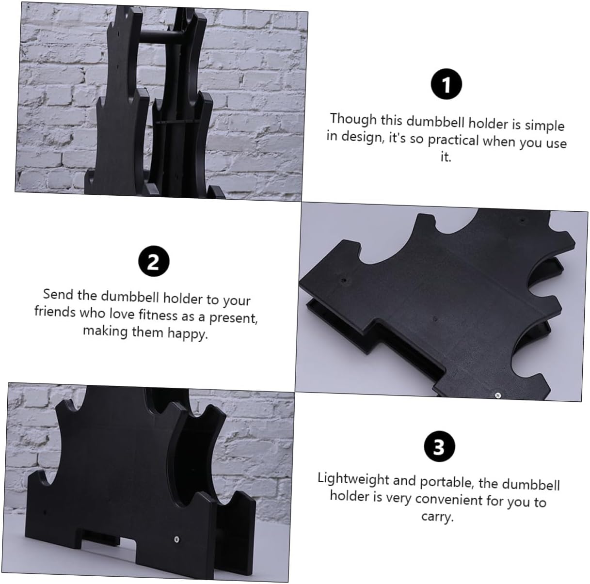 2pcs Dumbbell Tree Stand Plastic Dumbbell Storage Rack for Home Gym Abs Lightweight Weight Organizer Space-saving Black Holder