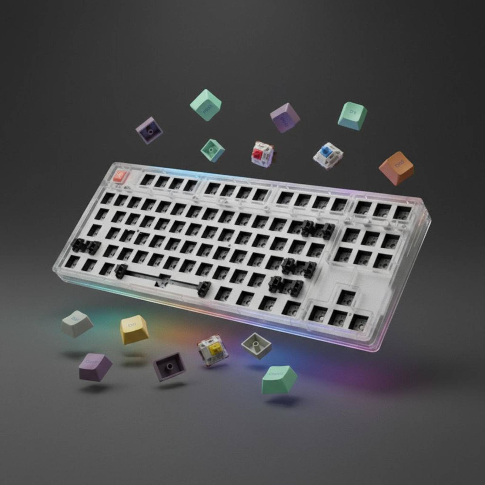 Qianly Kit Tastiera Meccanica Telaio Base Retroilluminazione RGB Base Tastiera TKL 87 Tasti Batteria Ricaricabile Integrata Periferica Computer per Scrivania, Black