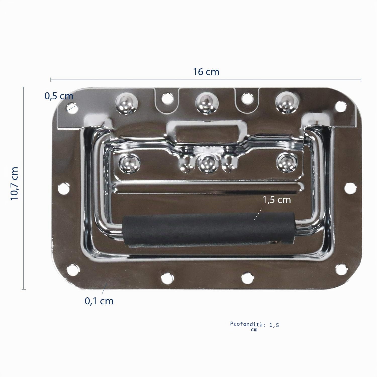 HMF 14992-09 - Set di 2 maniglie pieghevoli, 16 x 10,7 cm, colore: Argento
