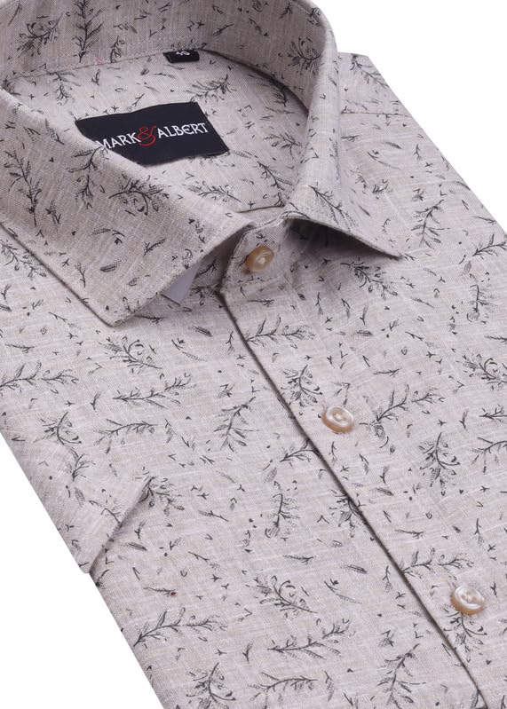 Image of Mark & Albert Men's Half Sleeve Cotton Linen Shirt Blue