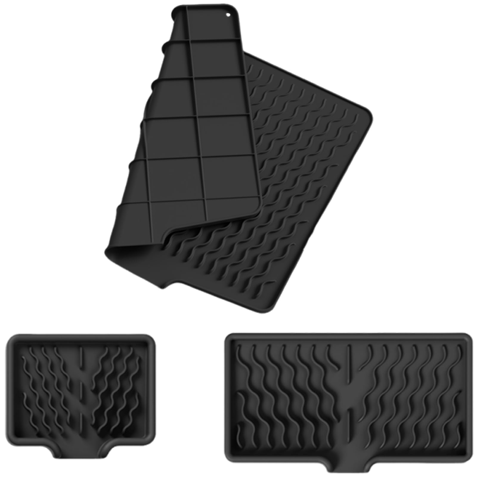 Woedpez Food Grade Silicone Drying Mat Waterproof Heatproof Sink Tray for Utensils Drainage Rack Countertops Organiser Nonslip Sink Drying Pad for Dishes