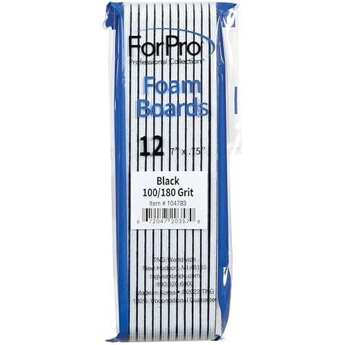 Miniatura 7 de ForPro - Tablas de espuma color negro grano 100180 lima de uñas de manicura de doble cara 7 pulgadas de largo x 75 pulgadas de ancho 50 unidades