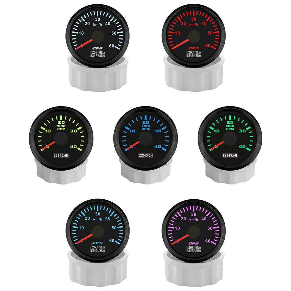 ELING Medidor de 52 mm 0 – 60 km/h, velocímetro GPS con 4000 rpm con contador de horas de funcionamiento 12 V 24 V para ATV UTV
