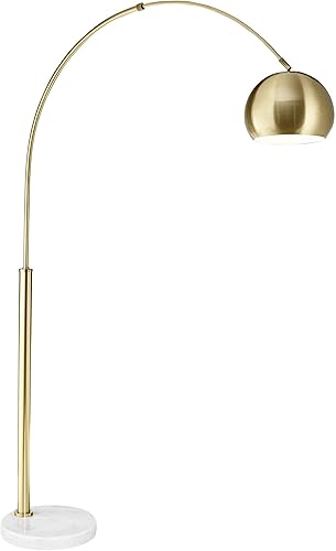 Possini Euro Design Basque Mid Century Modern Glam Luxury - Lámpara de pie de 77 12 pulgadas de alto, arco curvado, mármol dorado, blanco, metal,