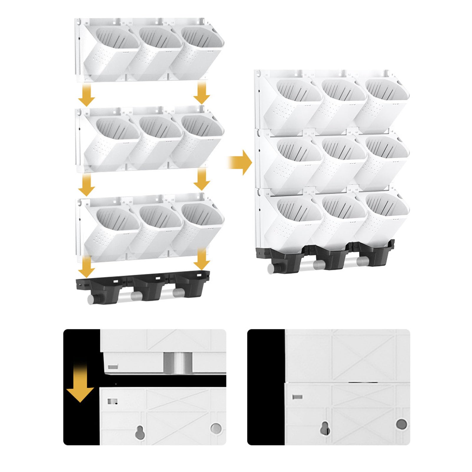 Domary Vertical Hanging Garden Flower Pots Space-Saving for Indoor (White)