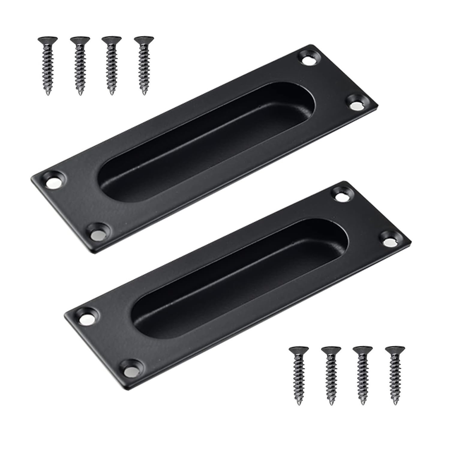 Mijunhd 2*Black 120*40Mm Rectangle Recessed Flush Door Handles Stainless Steel Cabinet & Furniture Door Pulls 102 * 51Mm Silver Rectangle Handles/Pulls For Interior & Closet Doors (2*Black 120 * 40Mm Rectangle)
