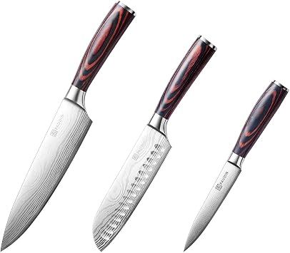 PAUDIN Chefs Knife, Santoku Knife and Utility Knife