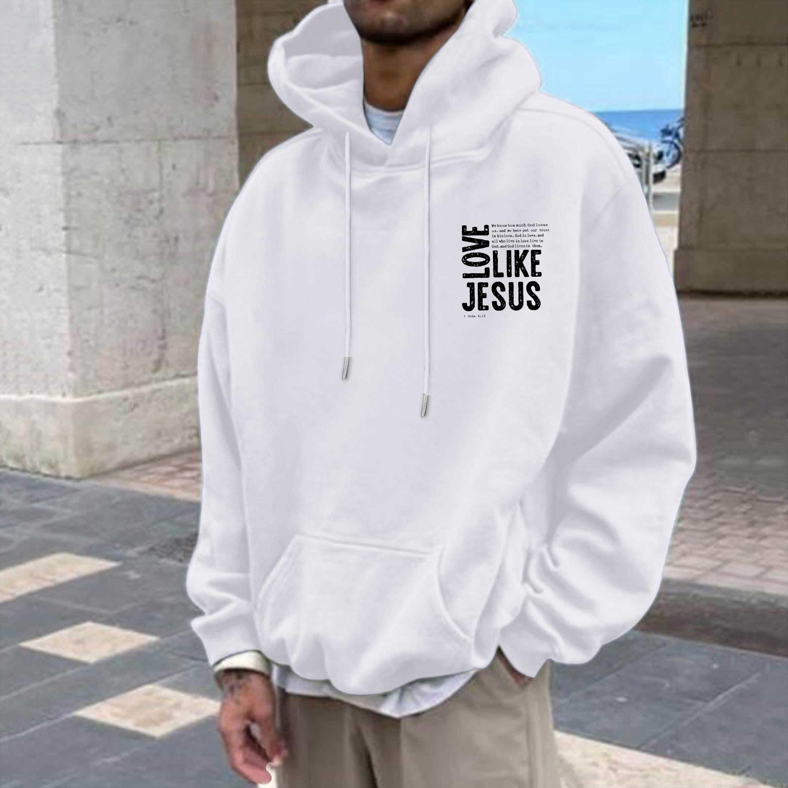 Felpa con cappuccio da uomo, a maniche lunghe, alla moda, con stampa preppy