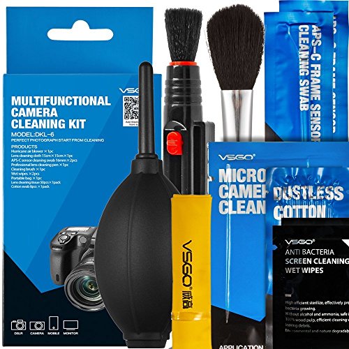 Camera Cleaning Kit Essential Package for DSLR and Sensitive Electronics: APS-C Sensor and Cotton Swab, Lens Cleaning Pen, Lens Brush, Wet Wipes, Lens Cleaning Paper, Microfiber Cloth, Air Blower