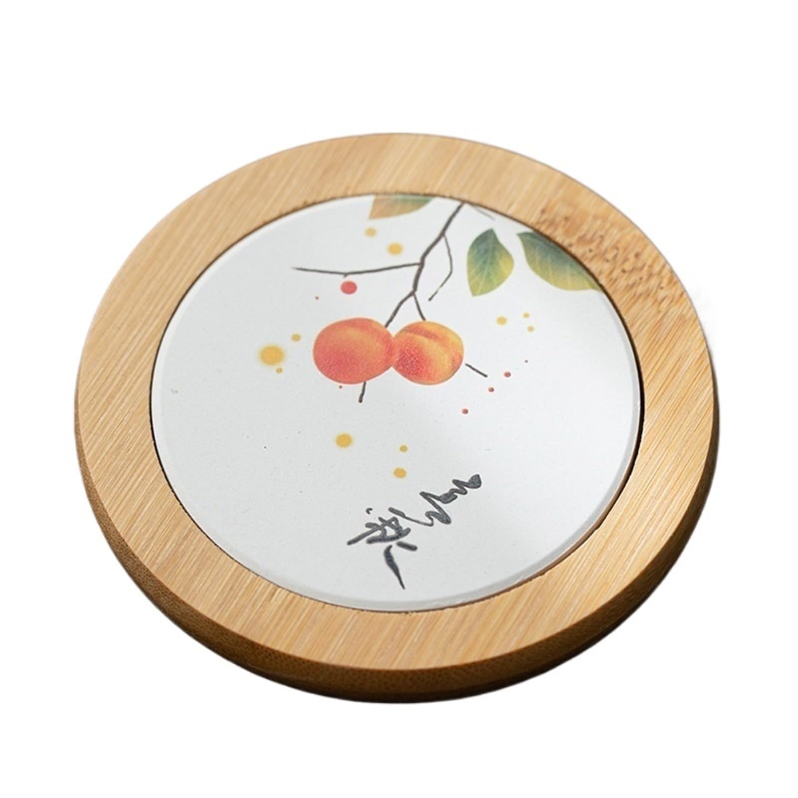 2PCS Round Ceramic Coaster High-Temperature Mats Anti-skidding Tea Pad Drink Tableware for kitchen(COLOR3)
