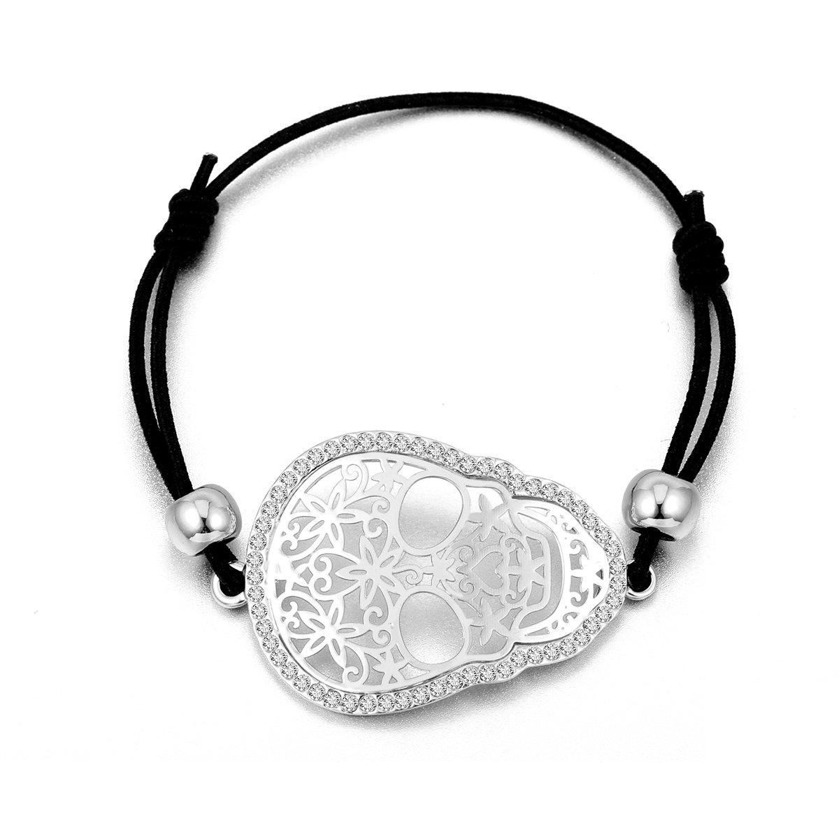Ouran Pulsera de abalorios para mujer, con diseño de calavera, ajustable, para Navidad.