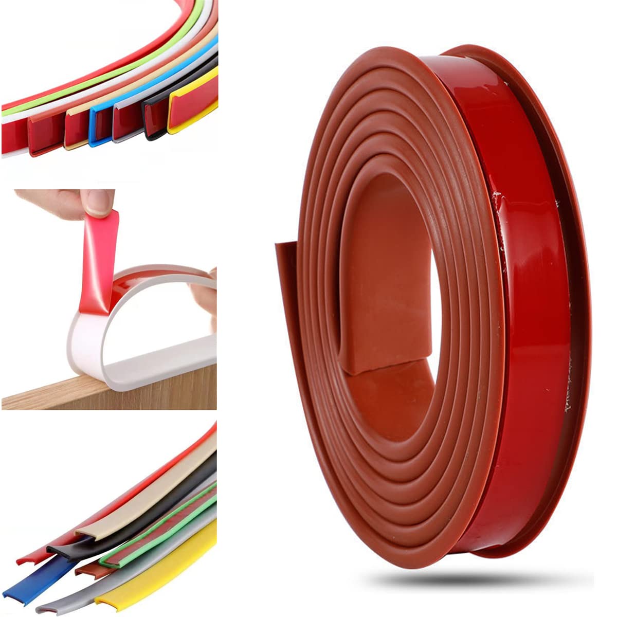 Furniture Banding U-Shaped TPE Edge Guard Strips, Wooden Board Edging Strips for Cabinet Wardrobe Table Worktop, Edging Tape, Edge Banding (18mm*2m,Brown)