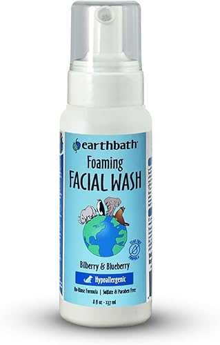 earthbath, Jabón facial espumoso, lavado facial de perro, hipoalergénico, fórmula sin desgarros, sin sulfatos ni parabenos, sin crueldad, vegano,
