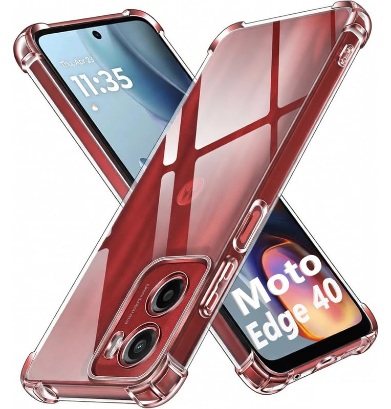 Image of Lustree Back Cover Transparent Case Compatible with Motorola Edge 40 | Clear + TPU Case with 4 Corner Air Cushion Protection & Camera Protection | Slim& Stylus Cover