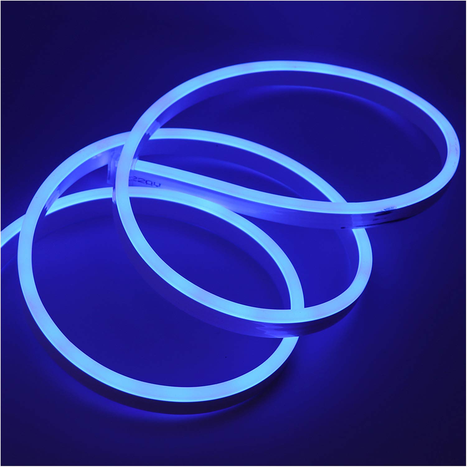 GQL 2m Blue Flexible NEON Light, 220V SMD 2835 120 LED Strip Light Kit (IP65 Waterproof) with UK Plug Power Supply for Home Garden Bar Decoration