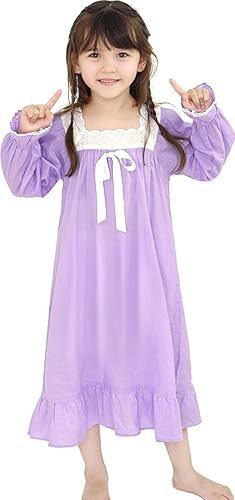 Miniatura 15 de Camisones para niñas, vestidos de pijama vintage de algodón para niñas, pijamas de manga larga para niños Ropa para muñecas Cuadros Rojos