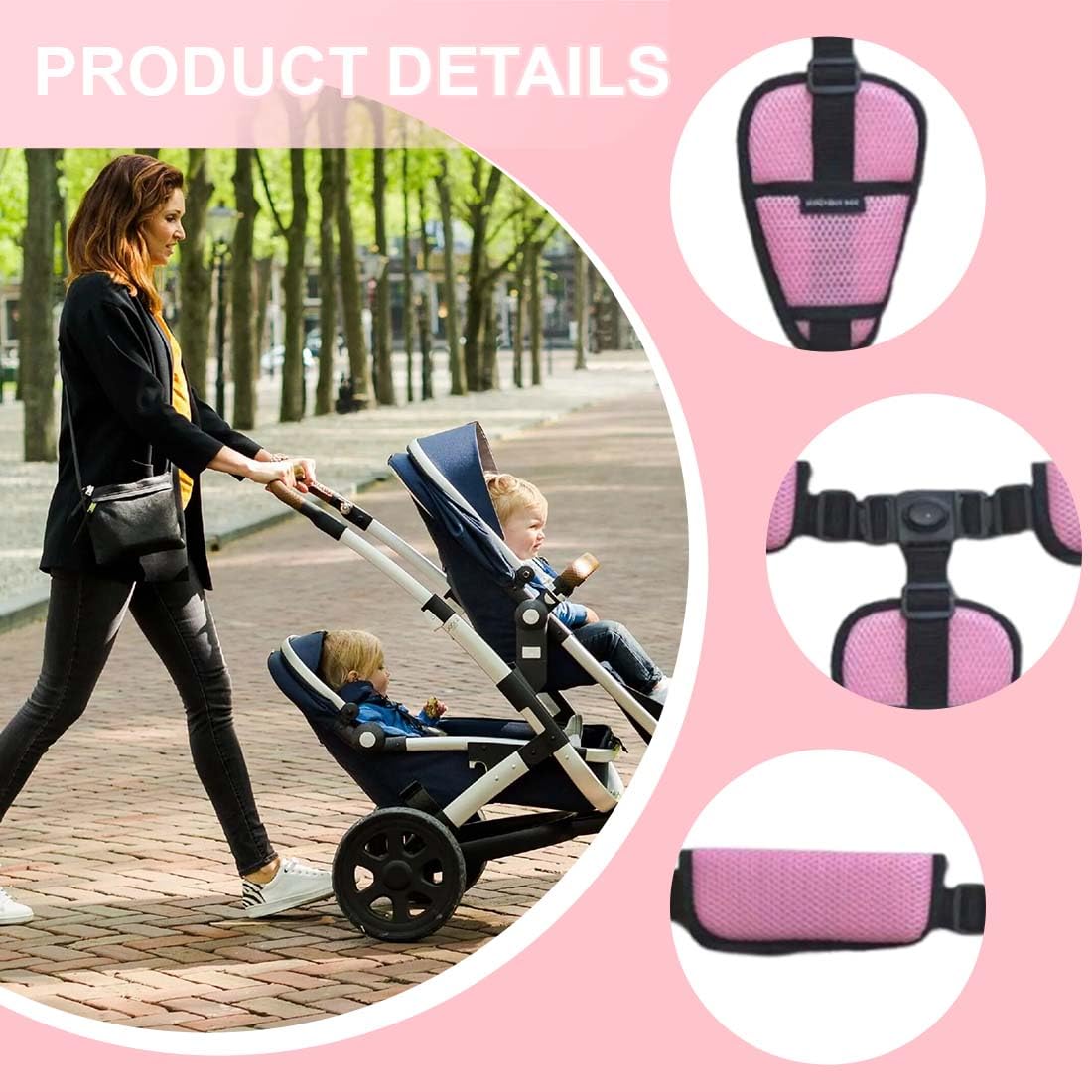 Cinture Passeggino Universali, Cintura di Sicurezza per Bambini Imbracatura per Seggiolone a 3 Punti Regolabile Seggiolino Cinghie Passeggini Anticaduta Adatta per Seggioloni Auto Carrozzine