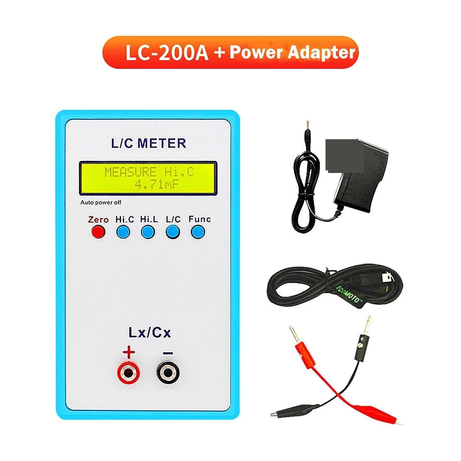 Medidor LCR, Medidor de capacitancia e inductancia portátil LC200A Puente digital Pantalla LCD retroiluminada LCR Probador