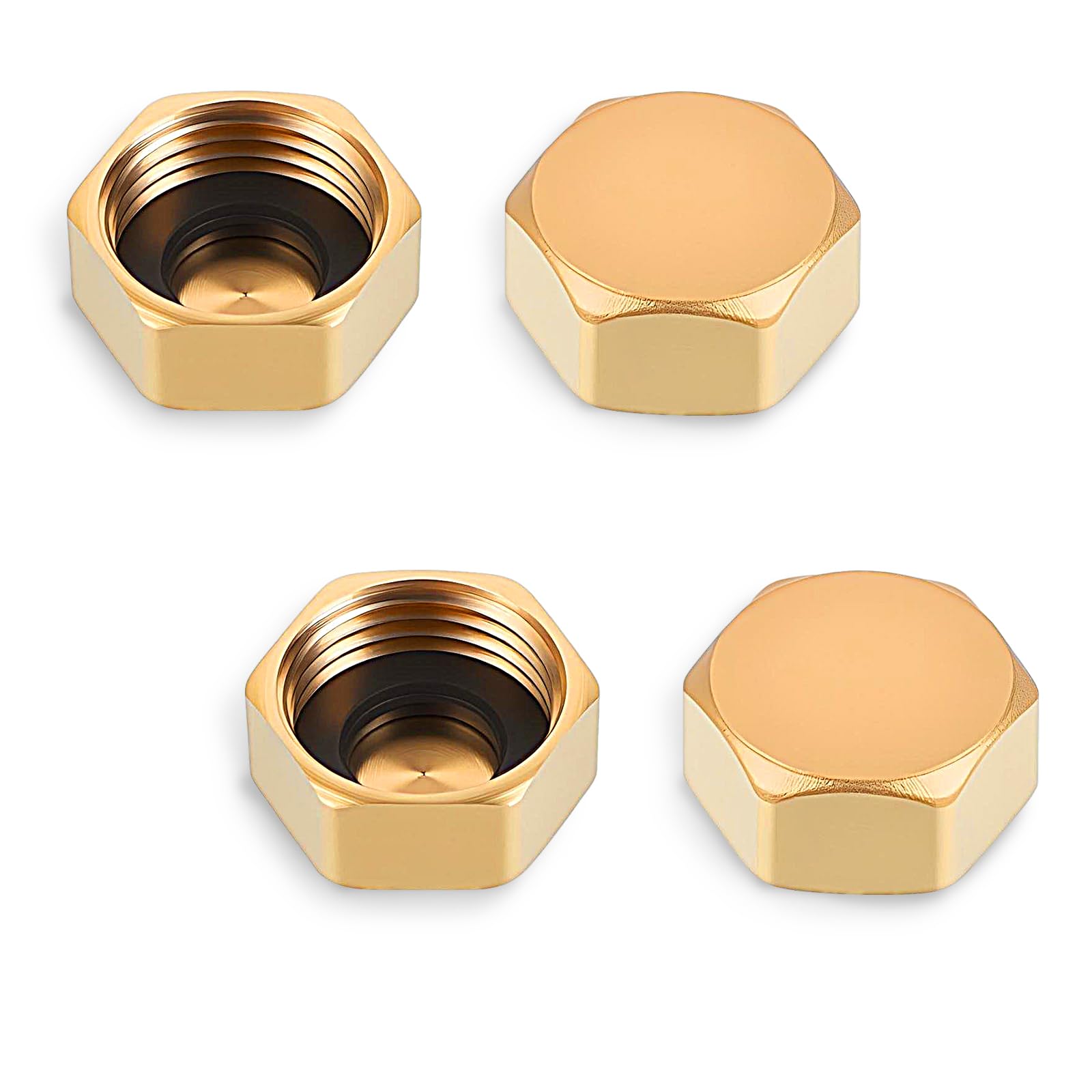 Piriuuo 4 sztuki mosiężna nasadka 12,70 mm (1/2’’), nakrętka zaślepiająca 12,70 mm (1/2’’), zaślepka, nasadki do węży, mosiężna nasadka sześciokątna, nasadki do węży, gwint wewnętrzny, nakrętka