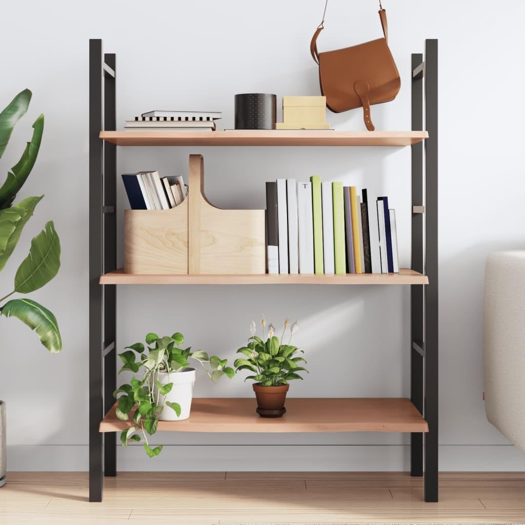 Estantería de pared marrón claro, 80 x 50 x 2 cm, madera maciza de roble tratada, rústica, con borde natural, estante flotante de madera para baño, salón y oficina, capacidad de carga hasta 32