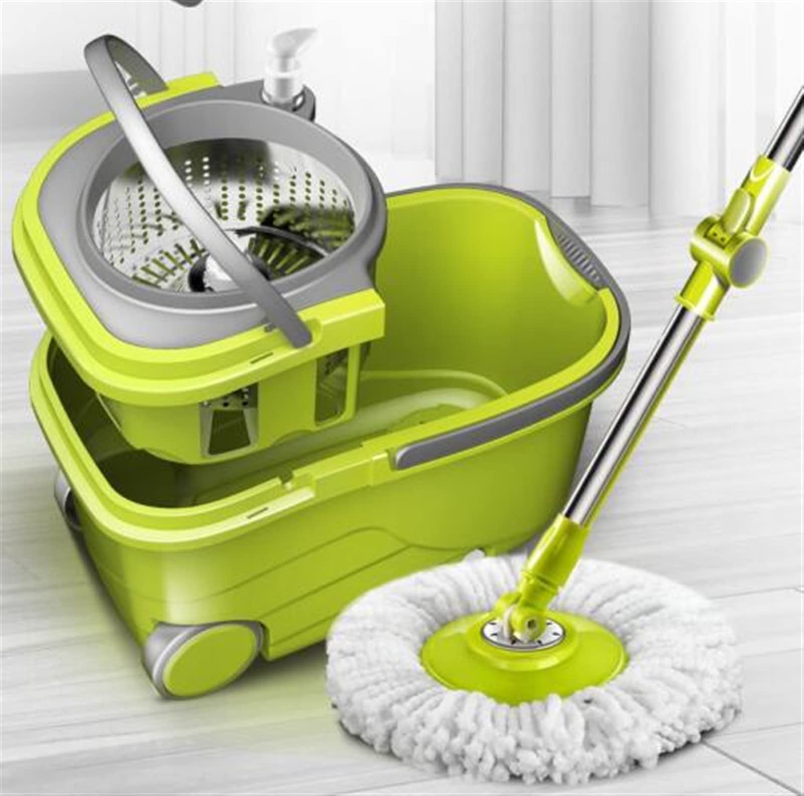 Mocio Acciaio inossidabile Rolling Spin Sistema MOP Sistema con ruote e distributore di sapone MICOFERIO MOP SOSPESA SEPARAZIONE SEPARAZIONE MULTIPURUPUPUPUPUPUPUPURY Strumenti di pulizia domestica Mo
