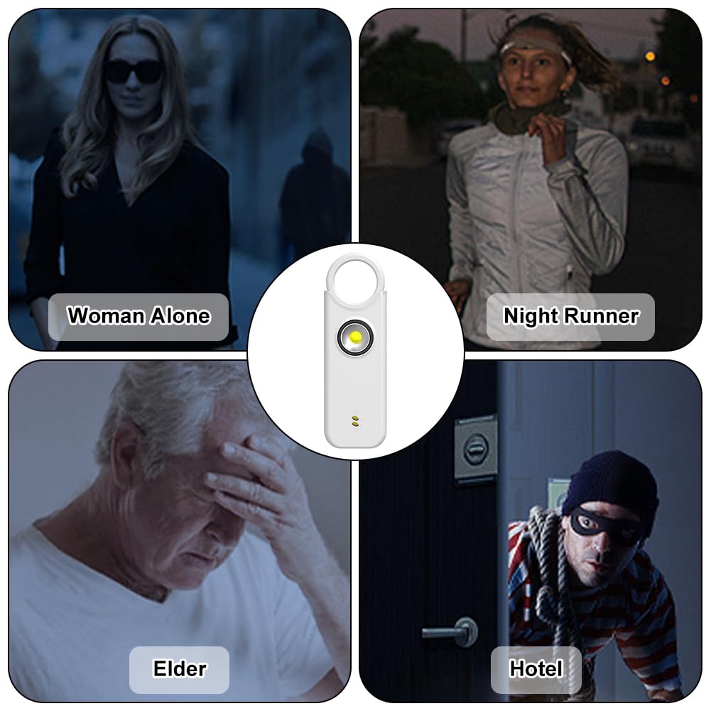 Flintronic Allarme di sicurezza personale per donne, allarme di sicurezza personale da 135DB con luce stroboscopica a LED, allarme di emergenza per autodifesa per donne, ragazze, bambini e anziani