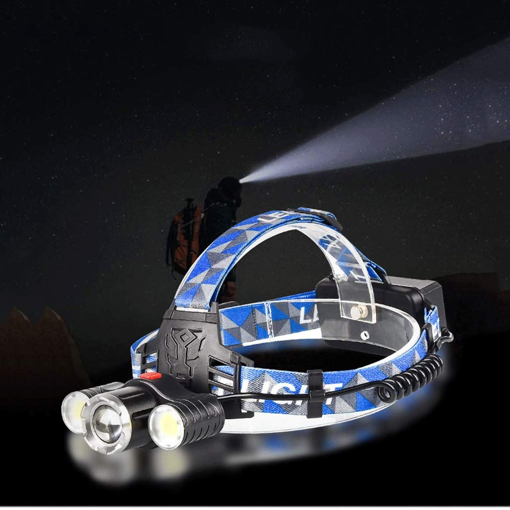 MyrRhe Linterna Frontal LED Recargable por USB Adultos, Camping, Actividades al Aire Libre y Trabajo con Casco