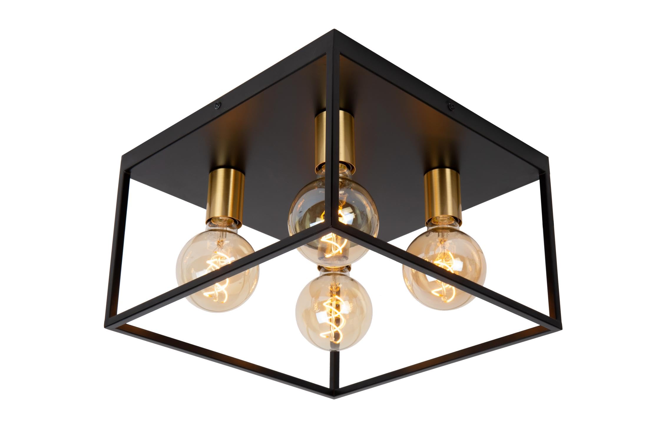 LUCIDE Ruben - Flush Ceiling Light - 4xE27 - Black