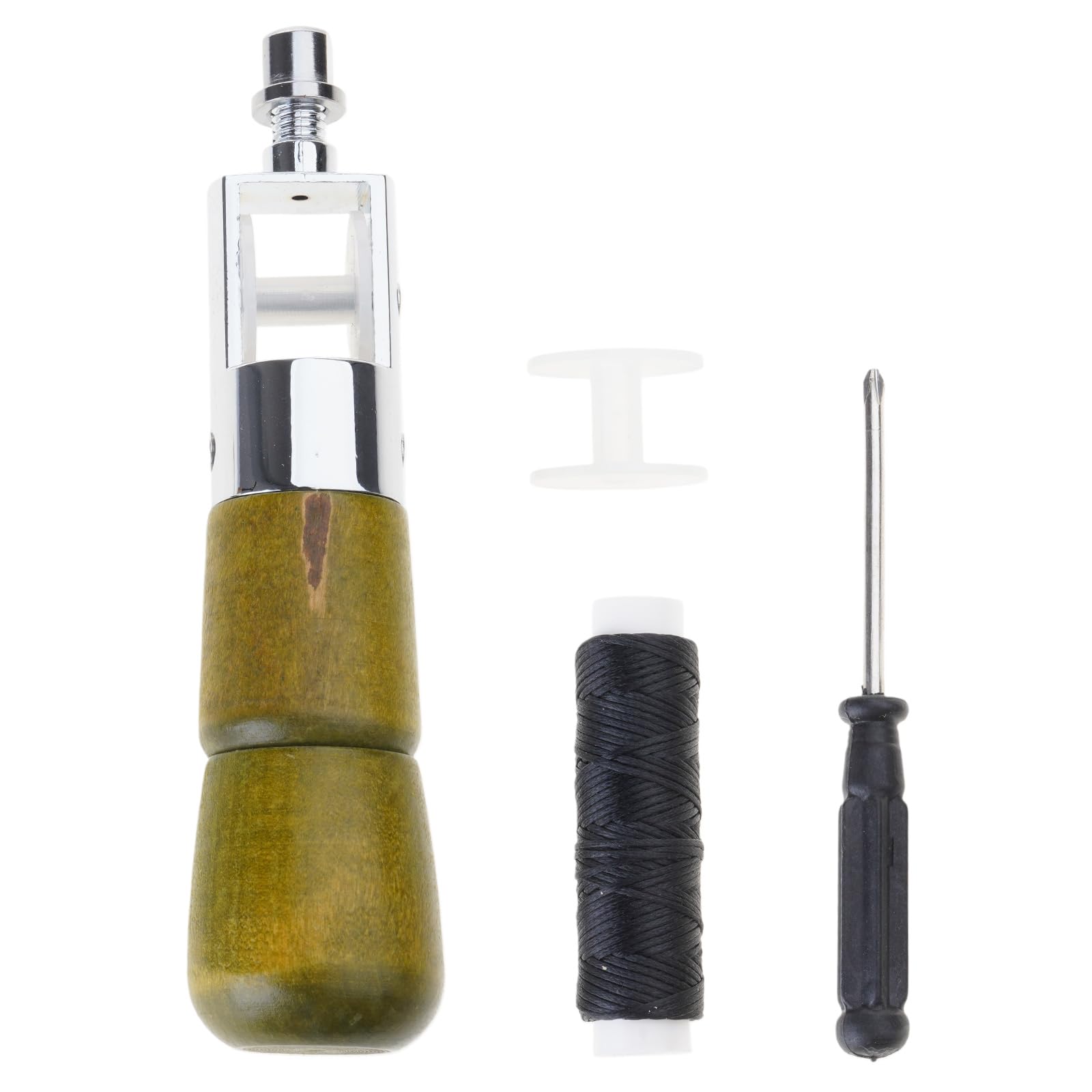 Holzgriff Nähahlen Leder Hand Stitcher Reparaturwerkzeug mit Nadelfaden Schraubendreher